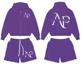 PURPLE HOODIE AND SHORT SET