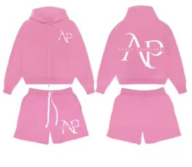 PINK HOODIE AND SHORT SET